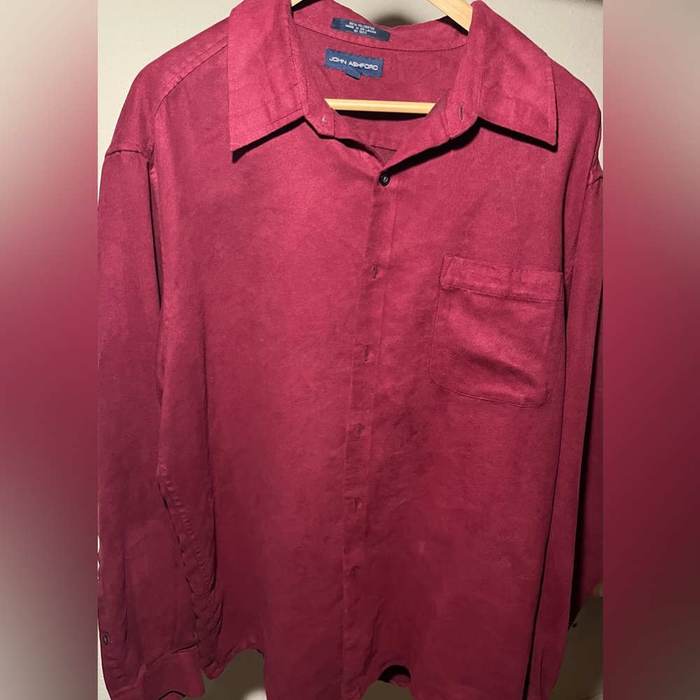 John Ashford Men's Burgundy Button Down Shirt